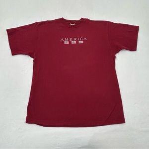 Vintage Briar Creek Sportswear America Embroidered Burgundy Red Shirt Men’s XL.